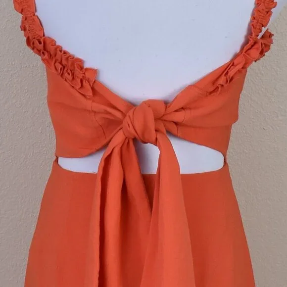Finders Keepers Chiquita Ruffle Orange Mini Dress - 4 - Picture 5 of 11
